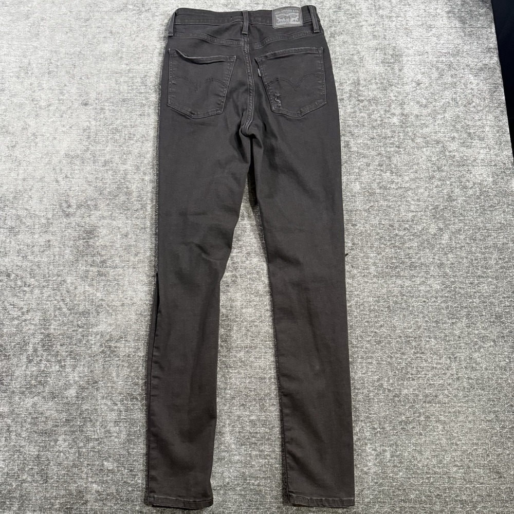 Levi's 721 High Rise Skinny Jeans Women's Size 26 Black Distressed Stretch - Picture 2 of 16